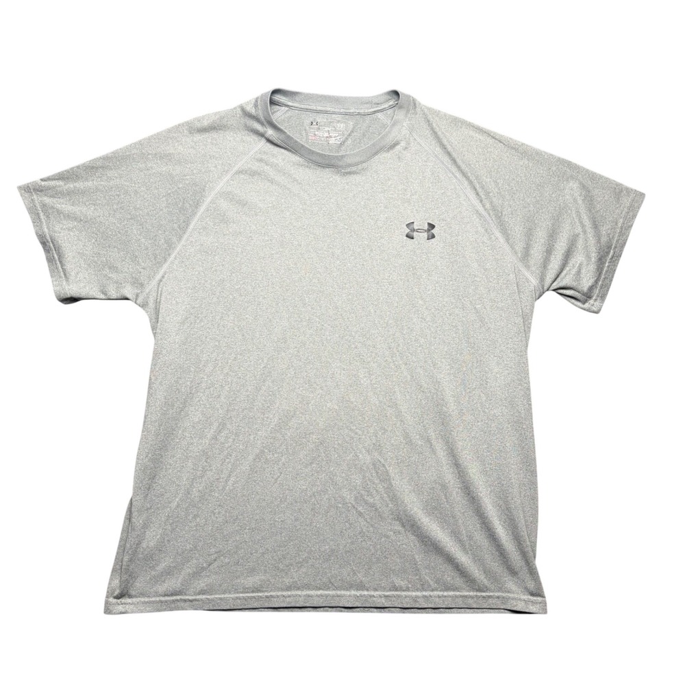 Under Armour T-Shirt Mens Large Gray HeatGear Loose Fit Short Sleeve Athletic